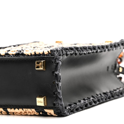 Fendi Raffia Plexiglass Crochet Mini Sunshine Shopper Tote Black 10 of 10