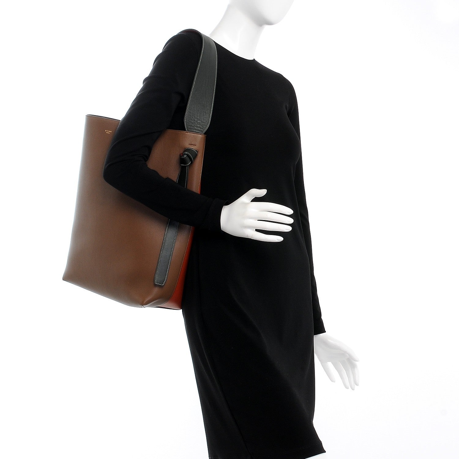 Celine Shiny Smooth Calfskin Small Twisted Cabas Camel Brick 2 of 9