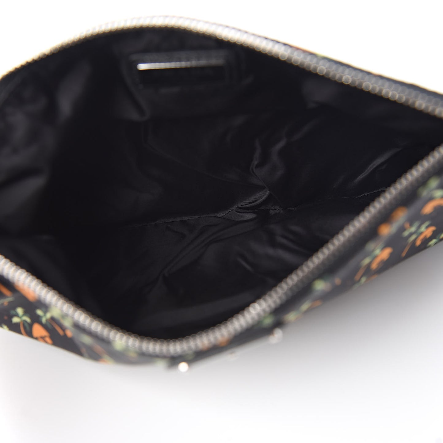 Tessuto Nylon Palm Tree Print Pouch Black