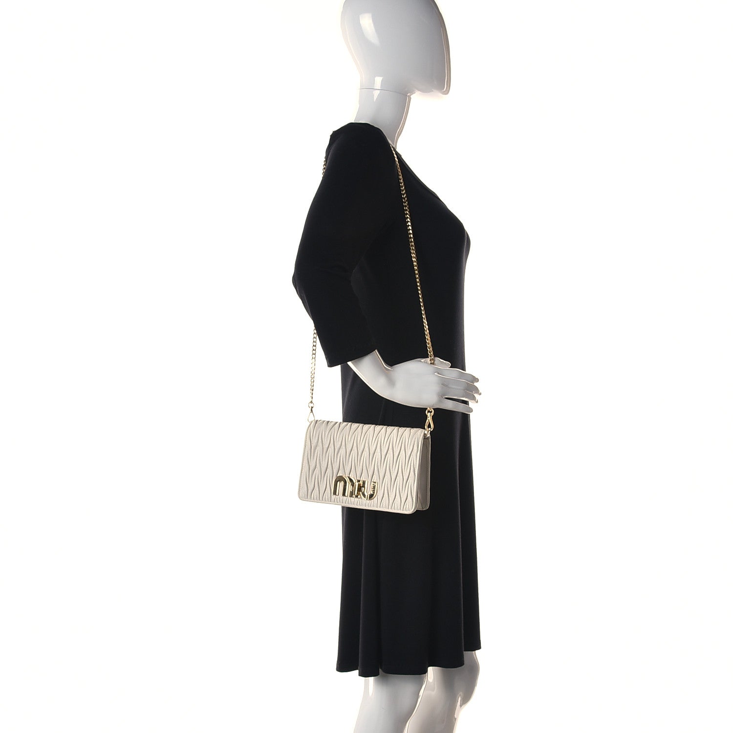 Miu Miu Nappa Matelasse Chain Crossbody White 2 of 11