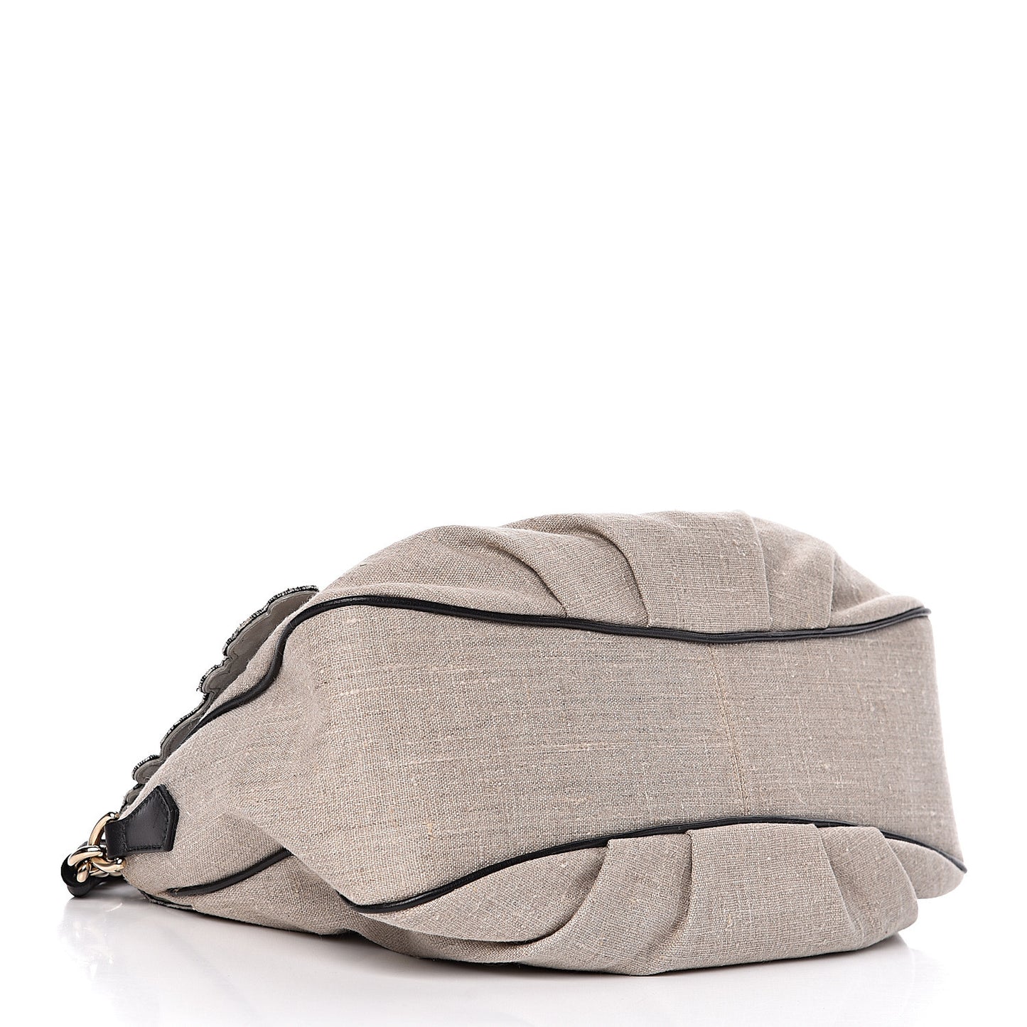 Linen Embroidered Mia Shoulder Flap Beige Black