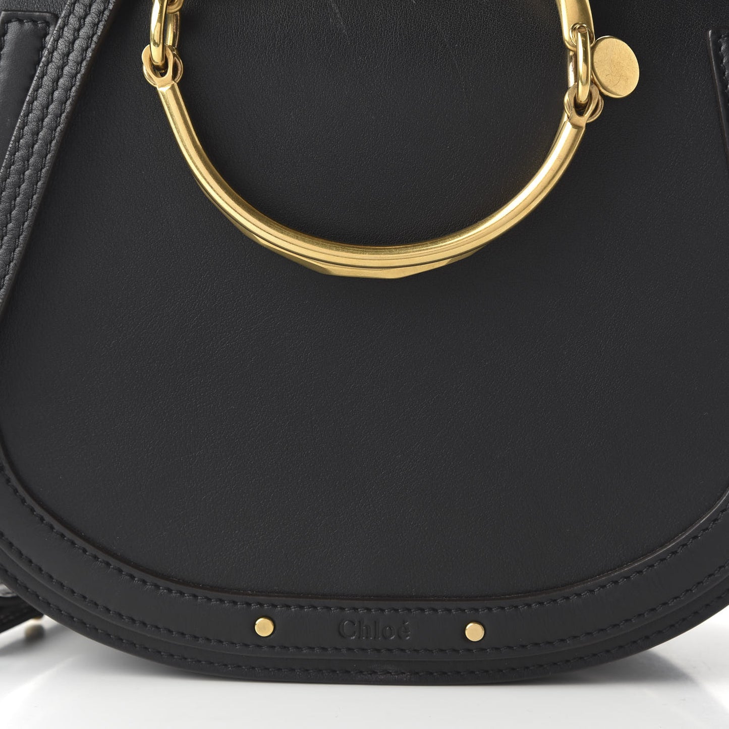Calfskin Suede Medium Nile Bracelet Bag Black