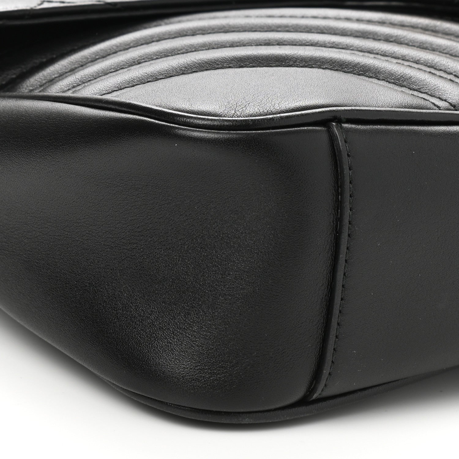 Gucci Calfskin Matelasse Medium GG Marmont Shoulder Bag Black 8 of 11