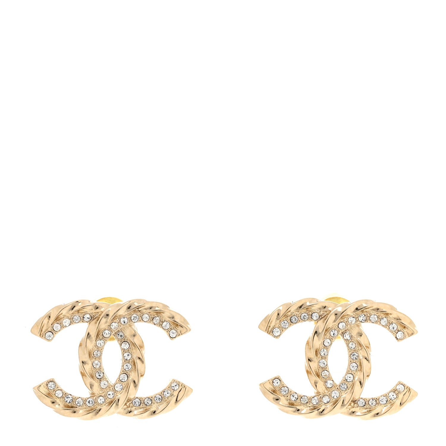 Chanel Crystal CC Earrings Gold 1 of 4