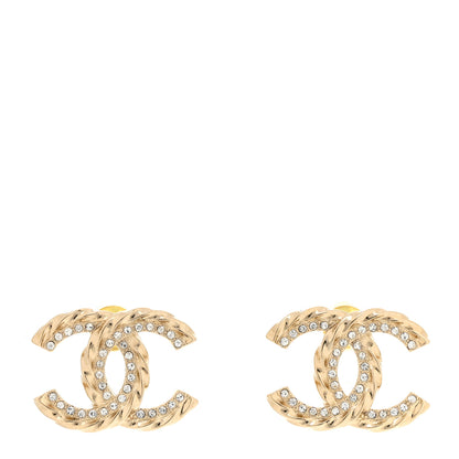 Chanel Crystal CC Earrings Gold 1 of 4