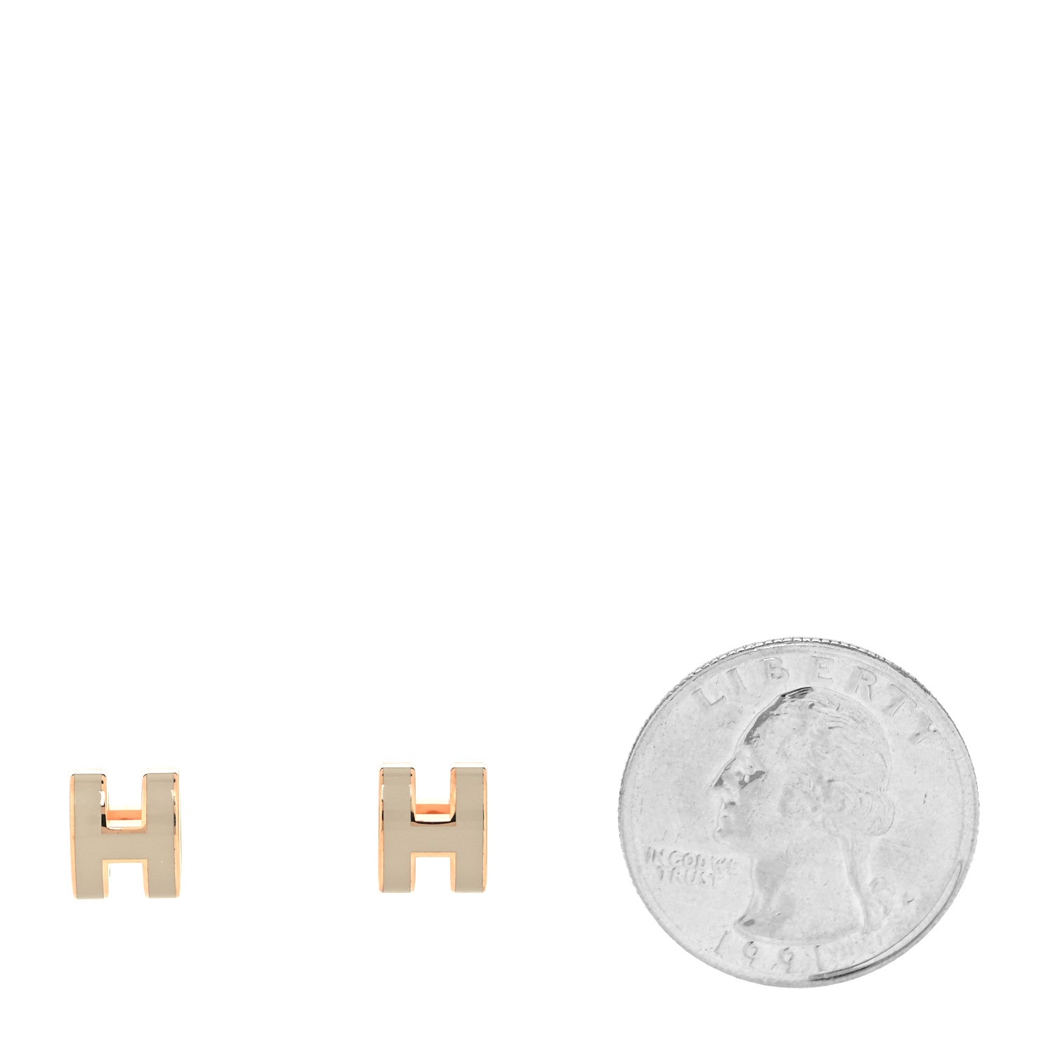 Hermes Rose Gold Lacquered Mini Pop H Earrings Marron Glace 2 of 4