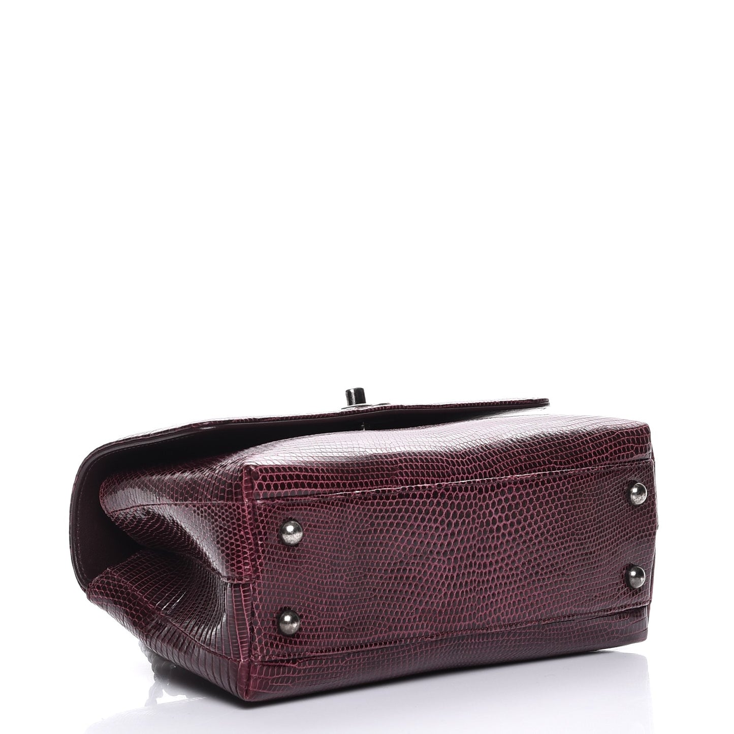 Lizard Mini Coco Handle Flap Burgundy