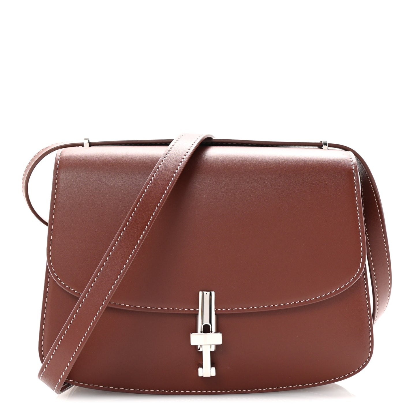 Polished Saddle Calfskin The Sofia 8.75 Crossbody Cherry Wood