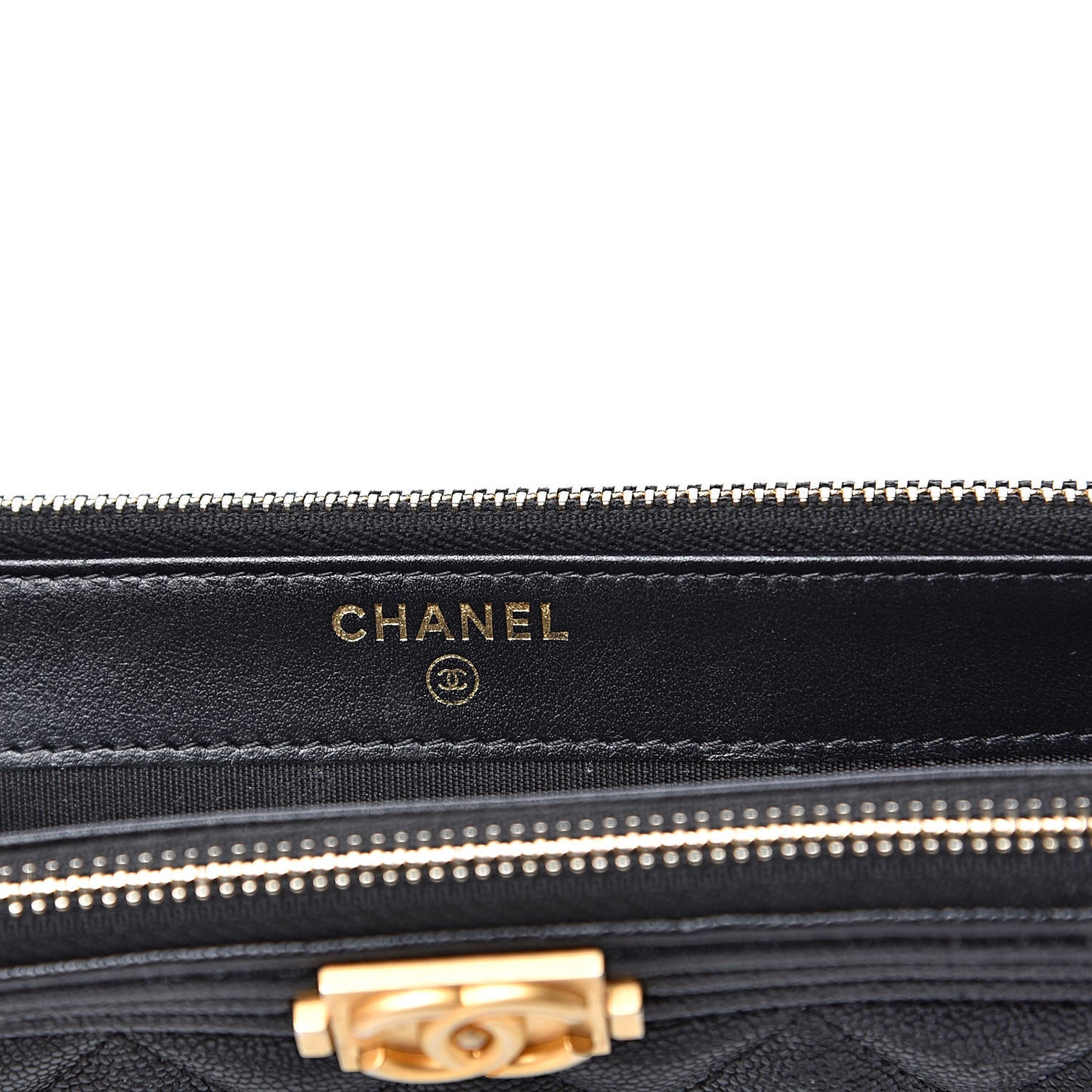 Caviar Quilted Small Boy Clutch With Chain Black