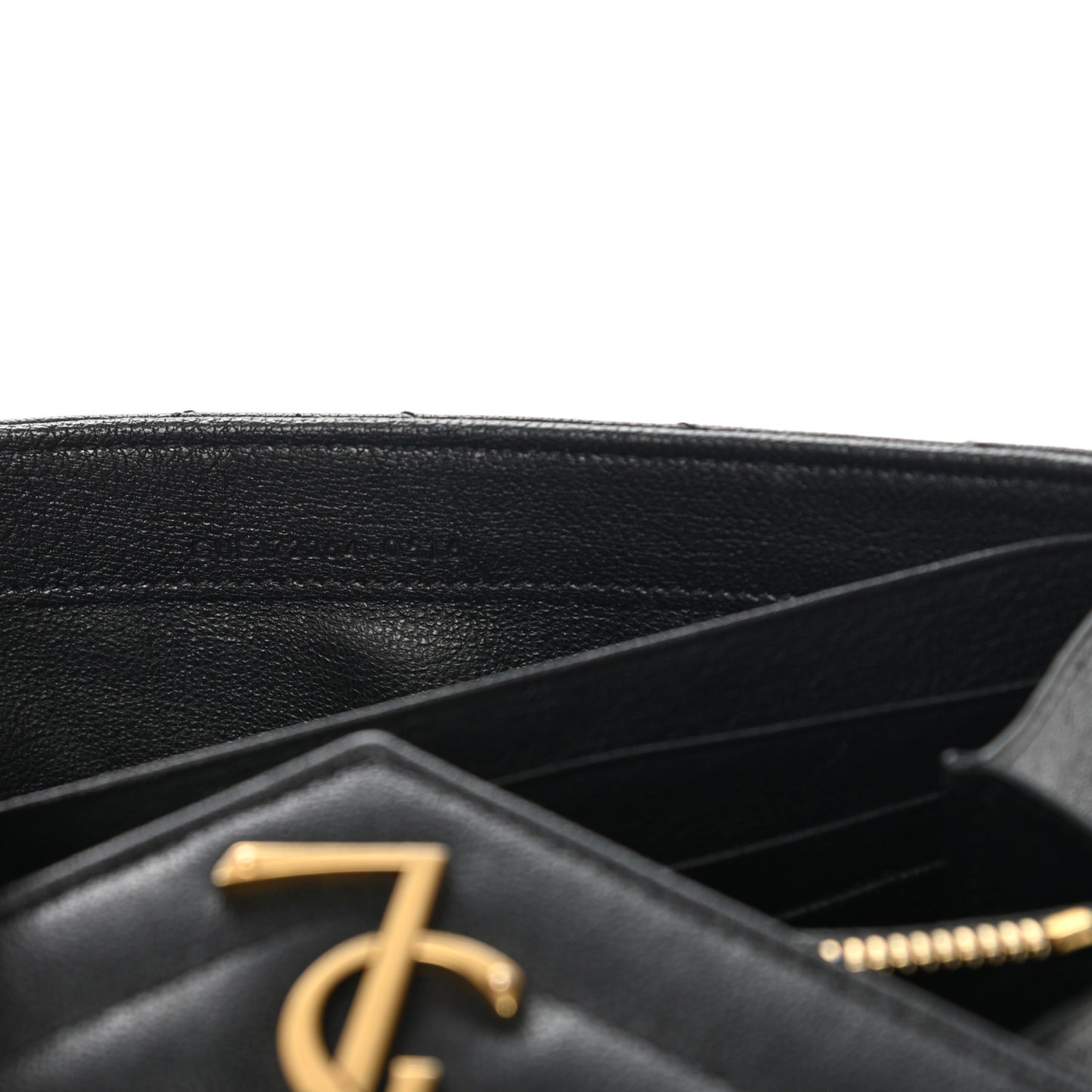 Grain De Poudre Matelasse Chevron Monogram Flap Wallet Black