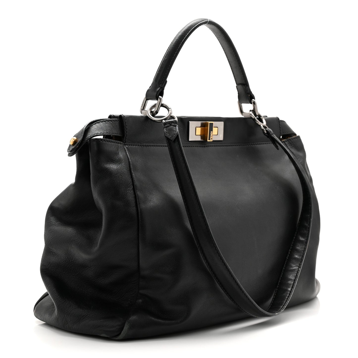 Calfskin Calf Hair Leopard Print Large Peekaboo Iconic Satchel Black