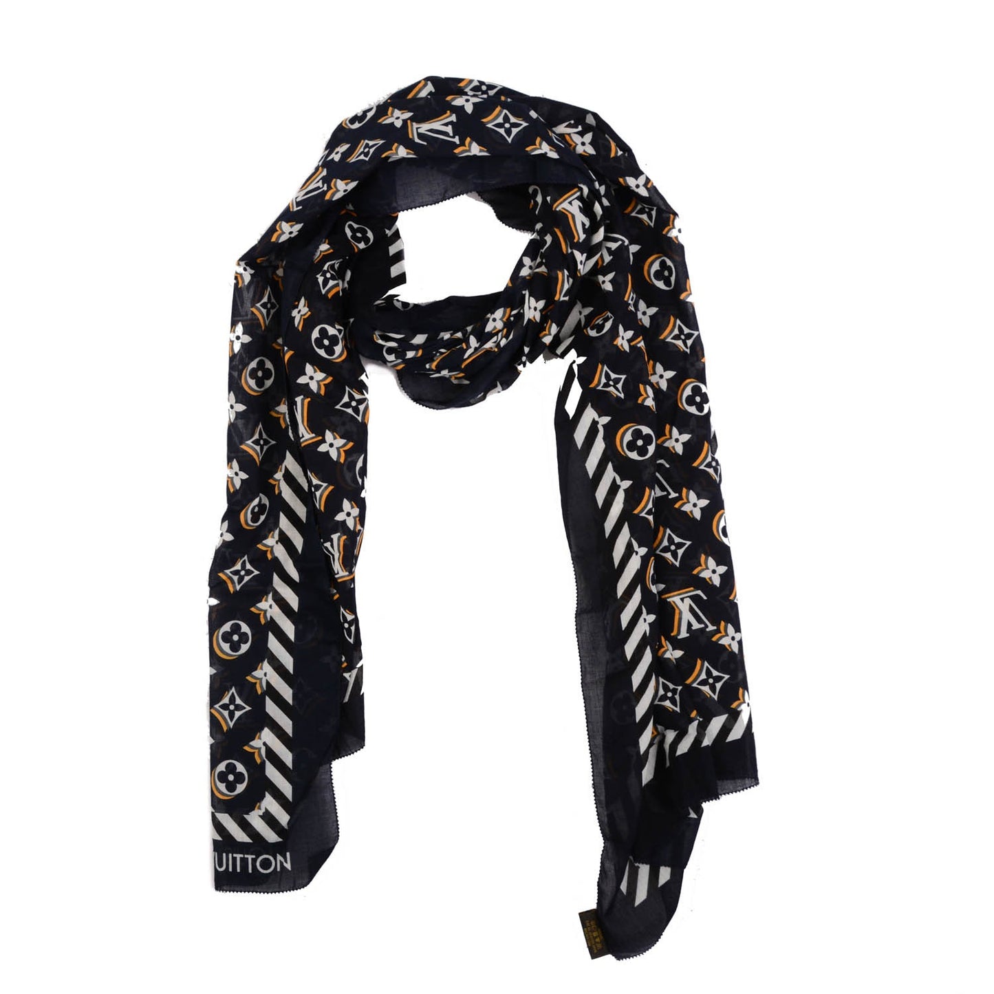 Cotton Monogram Bulles Pareo Scarf Navy
