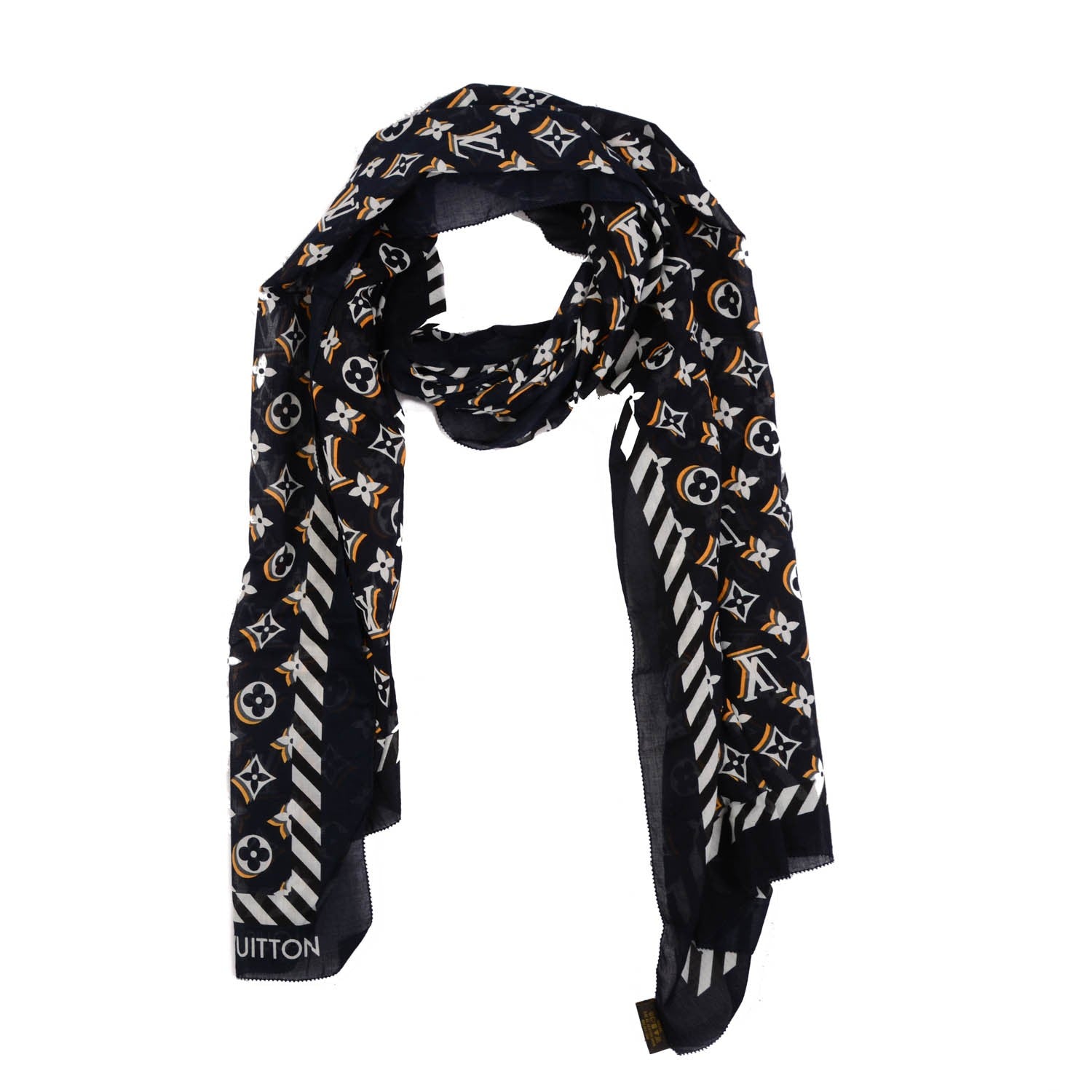 Louis Vuitton Cotton Monogram Bulles Pareo Scarf Navy 1 of 6