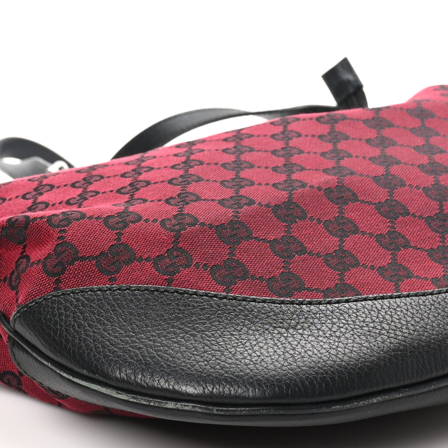 Denim Monogram Large Half Moon Hobo Red
