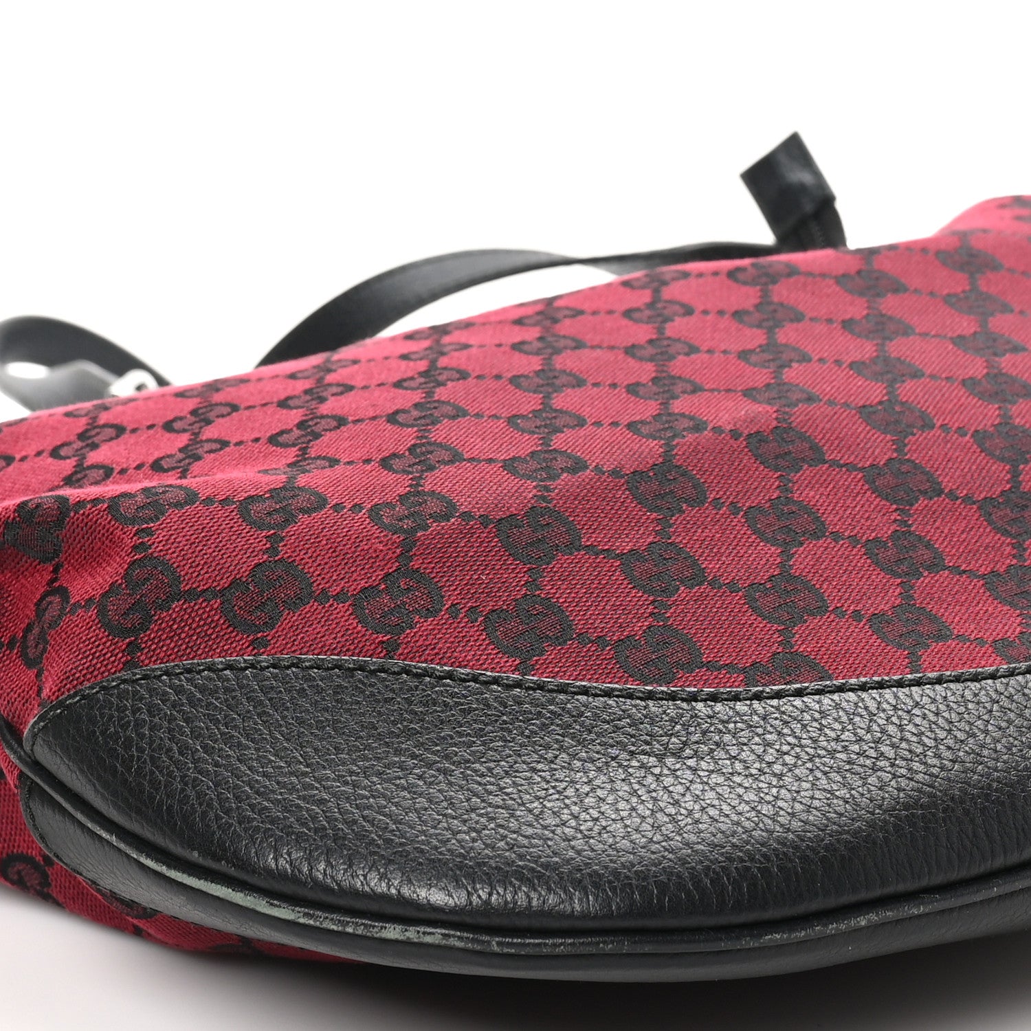 Gucci Denim Monogram Large Half Moon Hobo Red 9 of 10