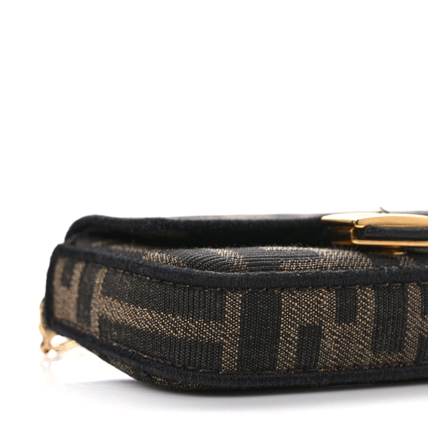 Fendi Fabric Jacquard FF 1974 Nano Baguette Charm Tobacco Moro Black 7 of 9