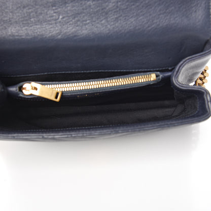 Saint Laurent Sheepskin Matelasse Chevron Monogram Medium College Bag Deep Marine 4 of 8