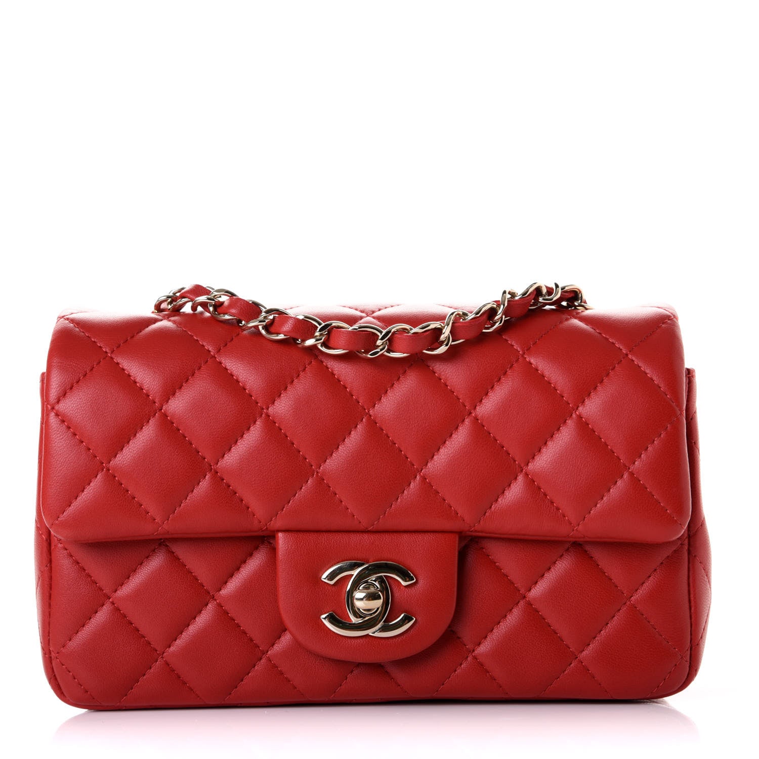 Chanel Lambskin Quilted Mini Rectangular Flap Red 1 of 10