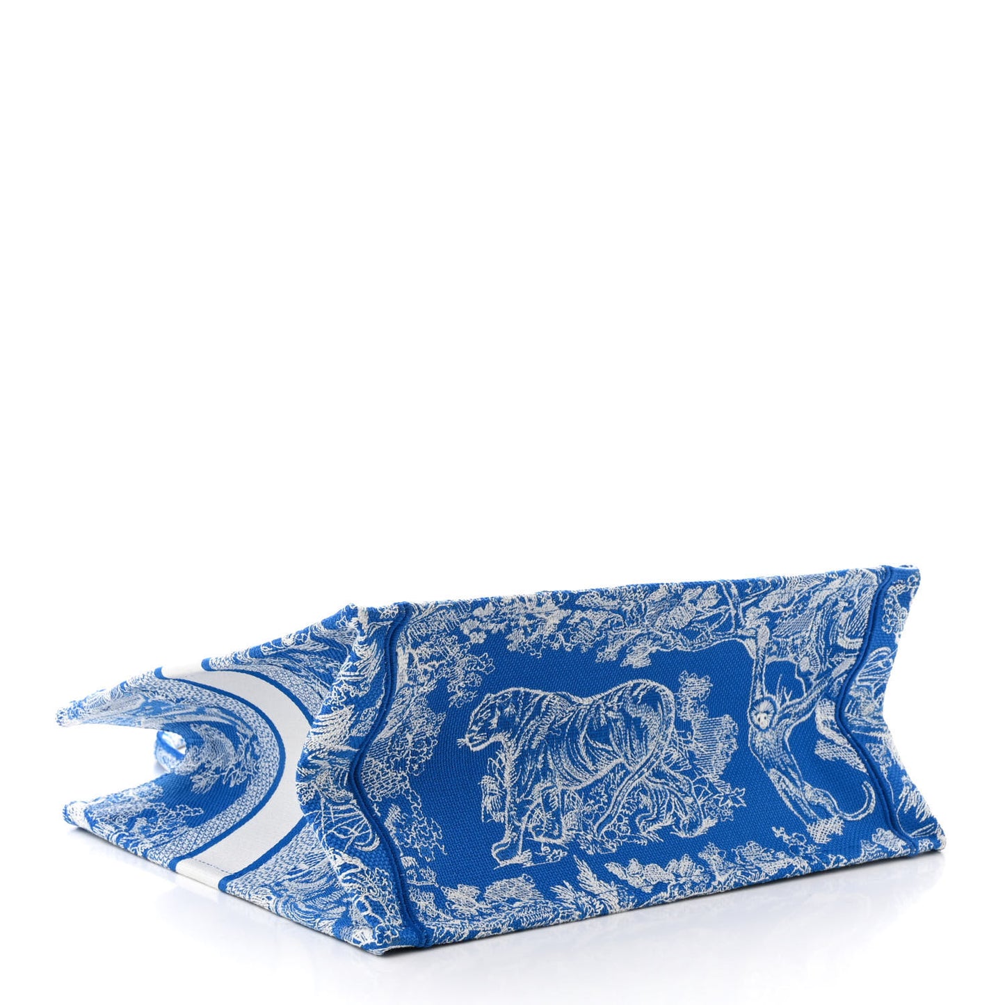 CHRISTIAN DIOR Canvas Embroidered Medium Dioriviera Toile De Jouy Book Tote Fluorescent Blue