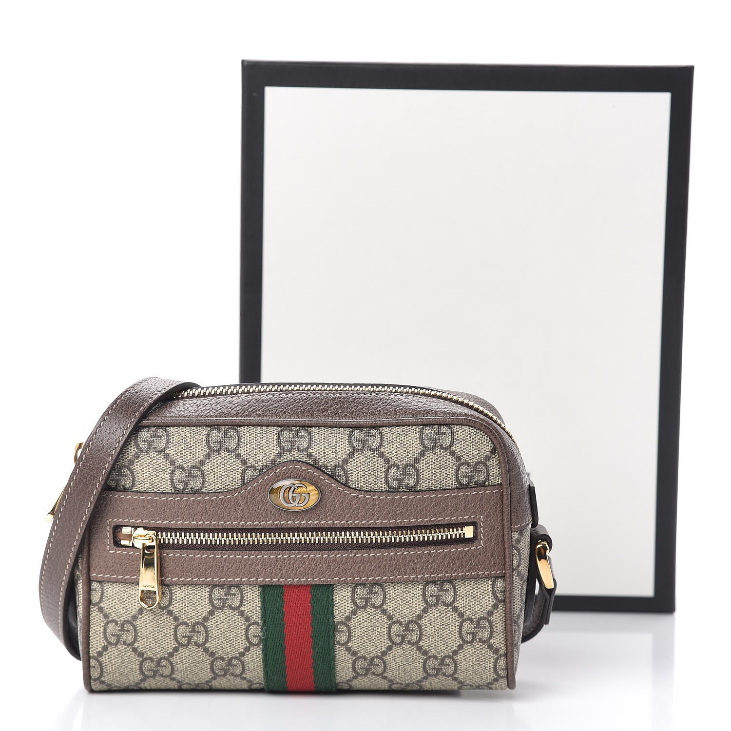 Gucci GG Supreme Monogram Web Mini Ophidia Shoulder Bag Brown 12 of 12