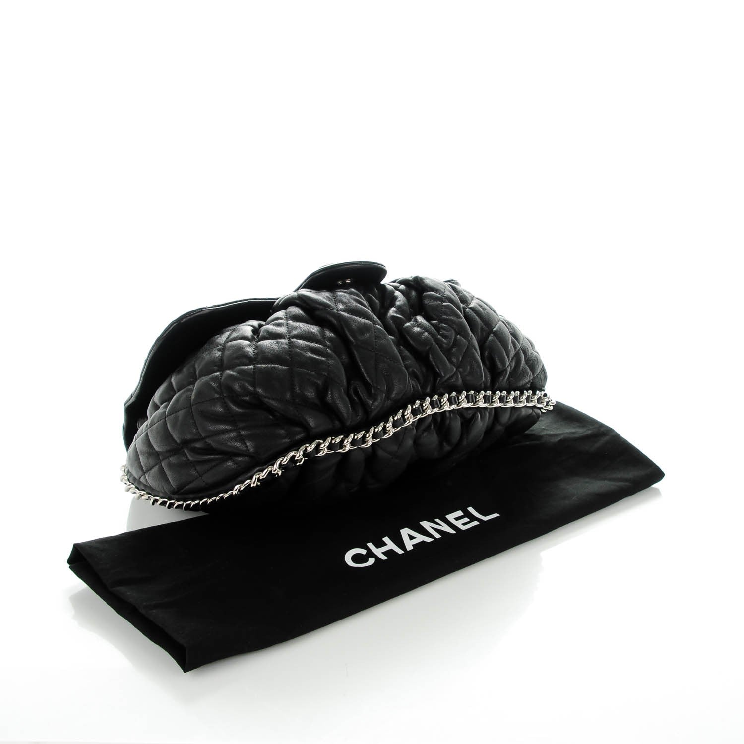 Chanel Washed Lambskin Quilted Large Chain Around Messenger Black 4 of 7