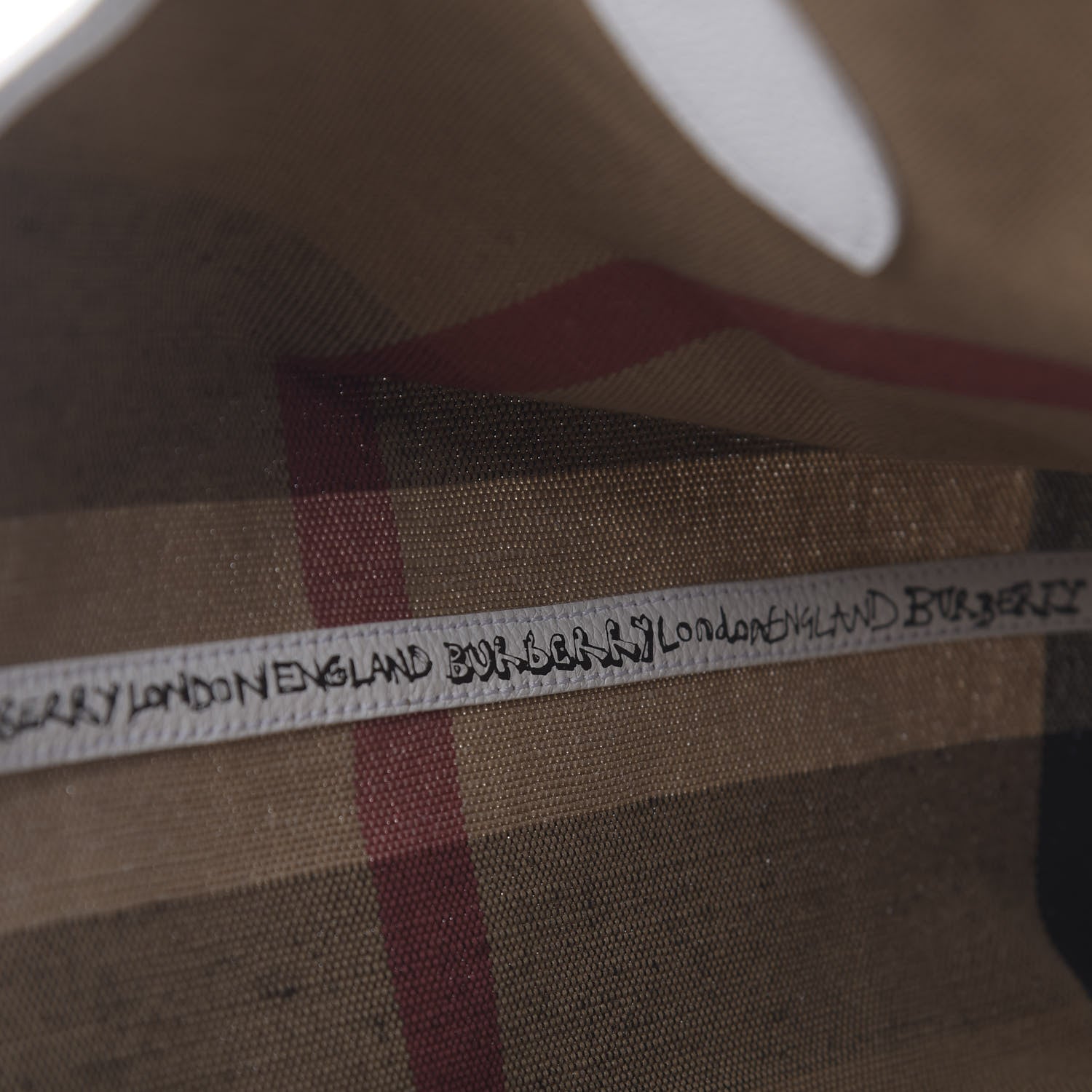 Burberry Coated Canvas Mega Check Medium Doodle Tote White 5 of 8