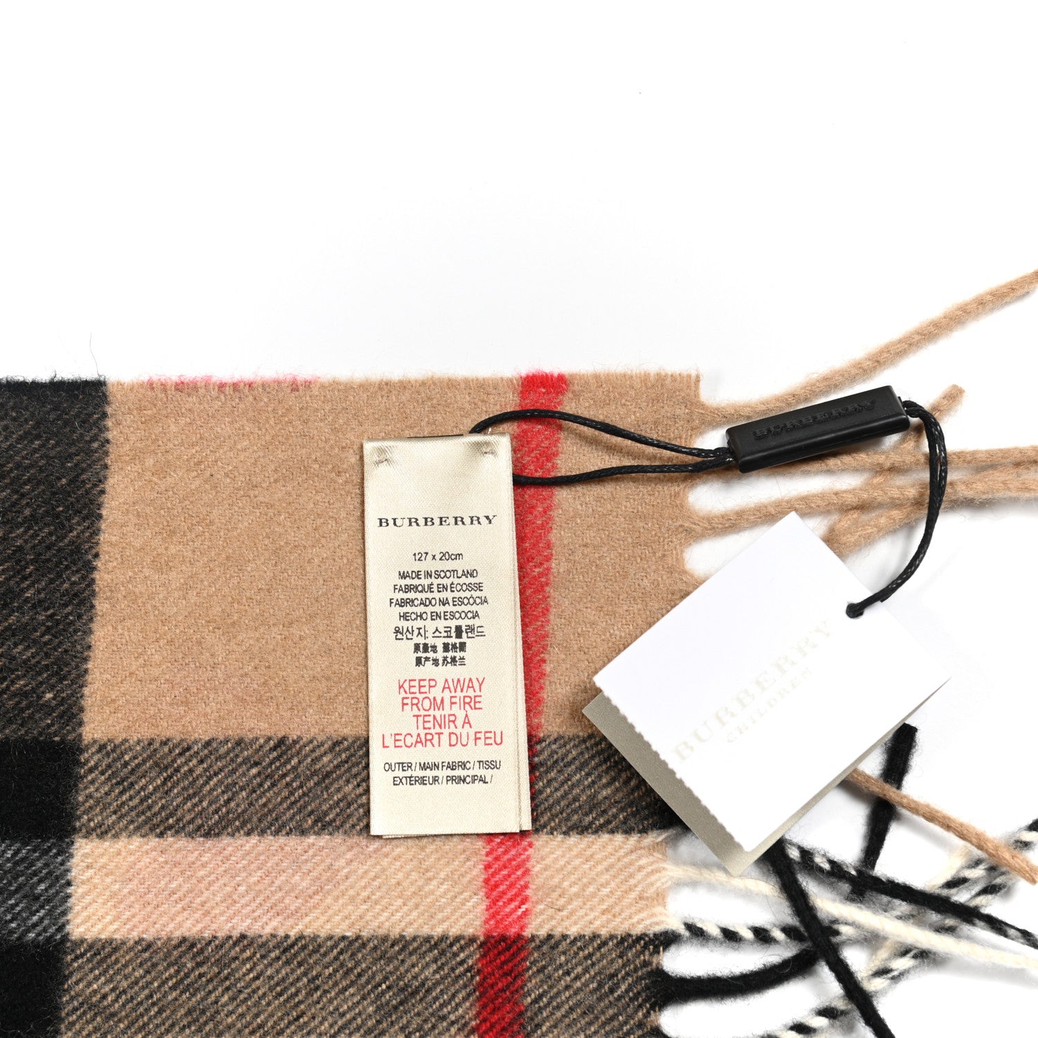 Burberry Cashmere Giant Heart Fringe Scarf Camel 4 of 4