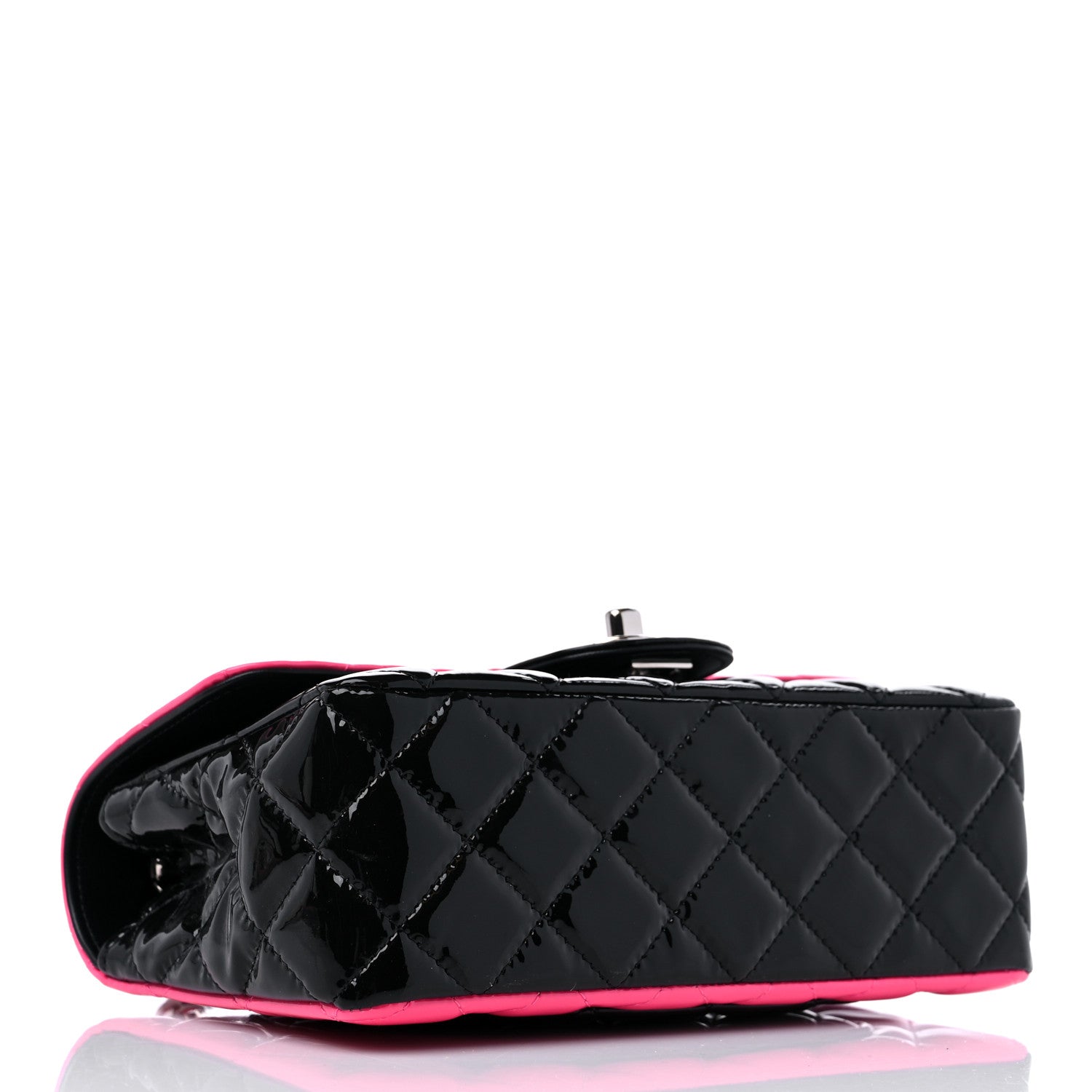 Chanel Patent Calfskin Quilted Bi-Color Mini Rectangular Flap Pink Black 4 of 11