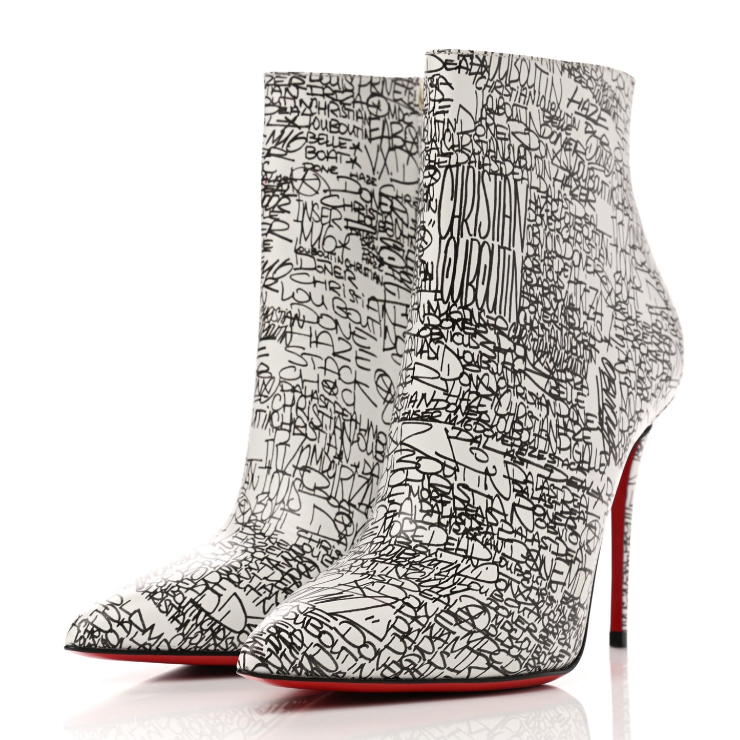 Calfskin Caligraf So Kate Booty 100 Ankle Boots 35.5 Black White