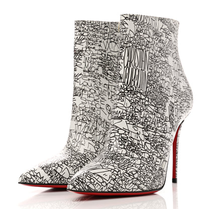 Christian Louboutin Calfskin Caligraf So Kate Booty 100 Ankle Boots 35.5 Black White 3 of 8