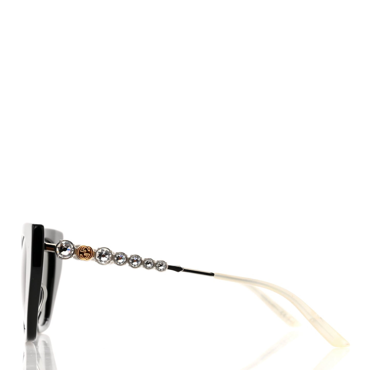Acetate Crystal Embellished Cat Eye Sunglasses GG0641S Black