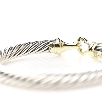 David Yurman Sterling Silver 14K Yellow Gold 7mm Cable Classic Buckle Bracelet 5 of 6