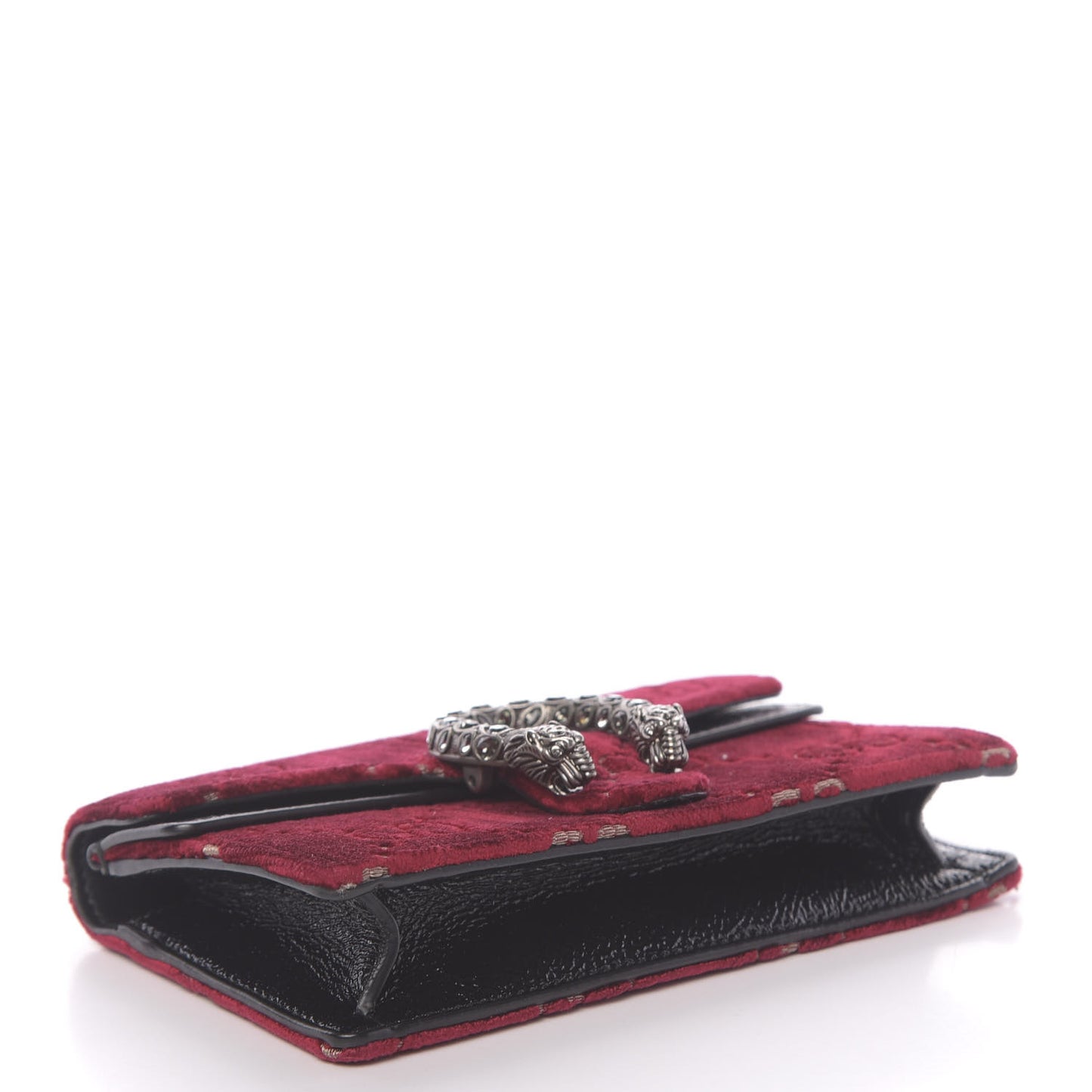 Velvet GG Monogram Super Mini Dionysus Shoulder Bag Red Cipria Black