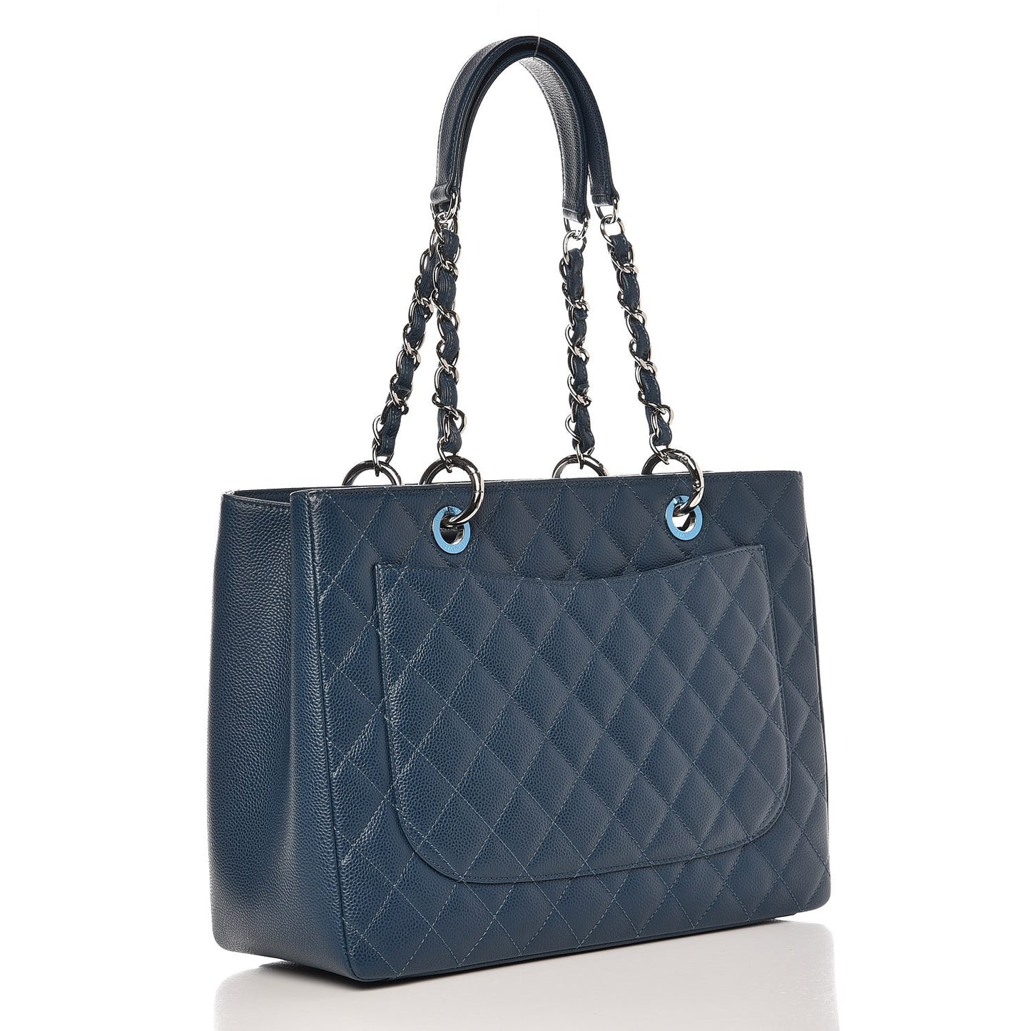 Caviar Quilted Grand Shopping Tote GST Dark Blue