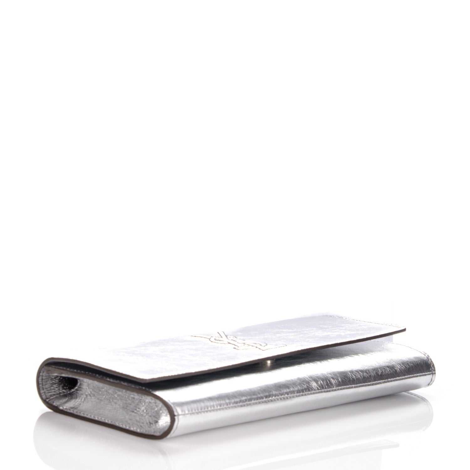 Saint Laurent Metallic Textured Calfskin Small Belle De Jour Clutch Silver 4 of 7
