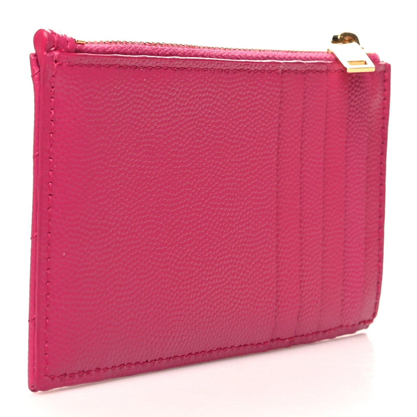 Grain De Poudre Matelasse Chevron Monogram Fragments Zippered Card Case Fresh Fuxia