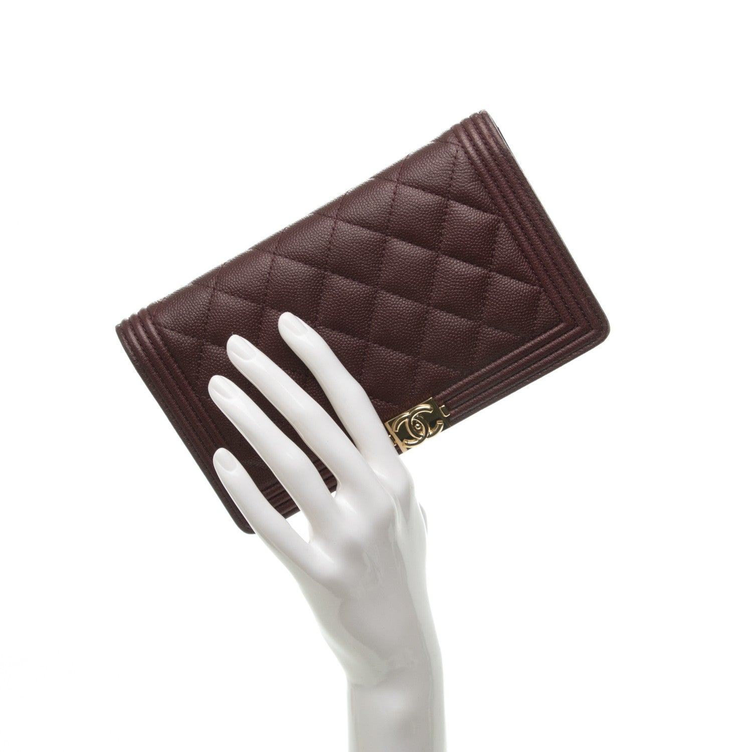 Chanel Caviar Quilted Boy Yen Wallet Dark Purple 2 of 8