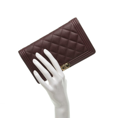 Chanel Caviar Quilted Boy Yen Wallet Dark Purple 2 of 8