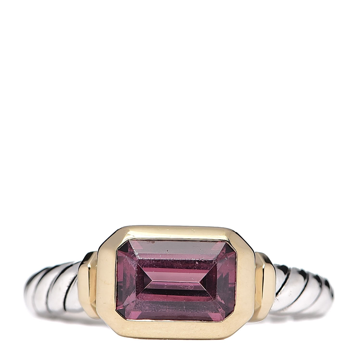 David Yurman Sterling Silver 18K Yellow Gold Rhodolite Novella Ring 56 7.75 1 of 6