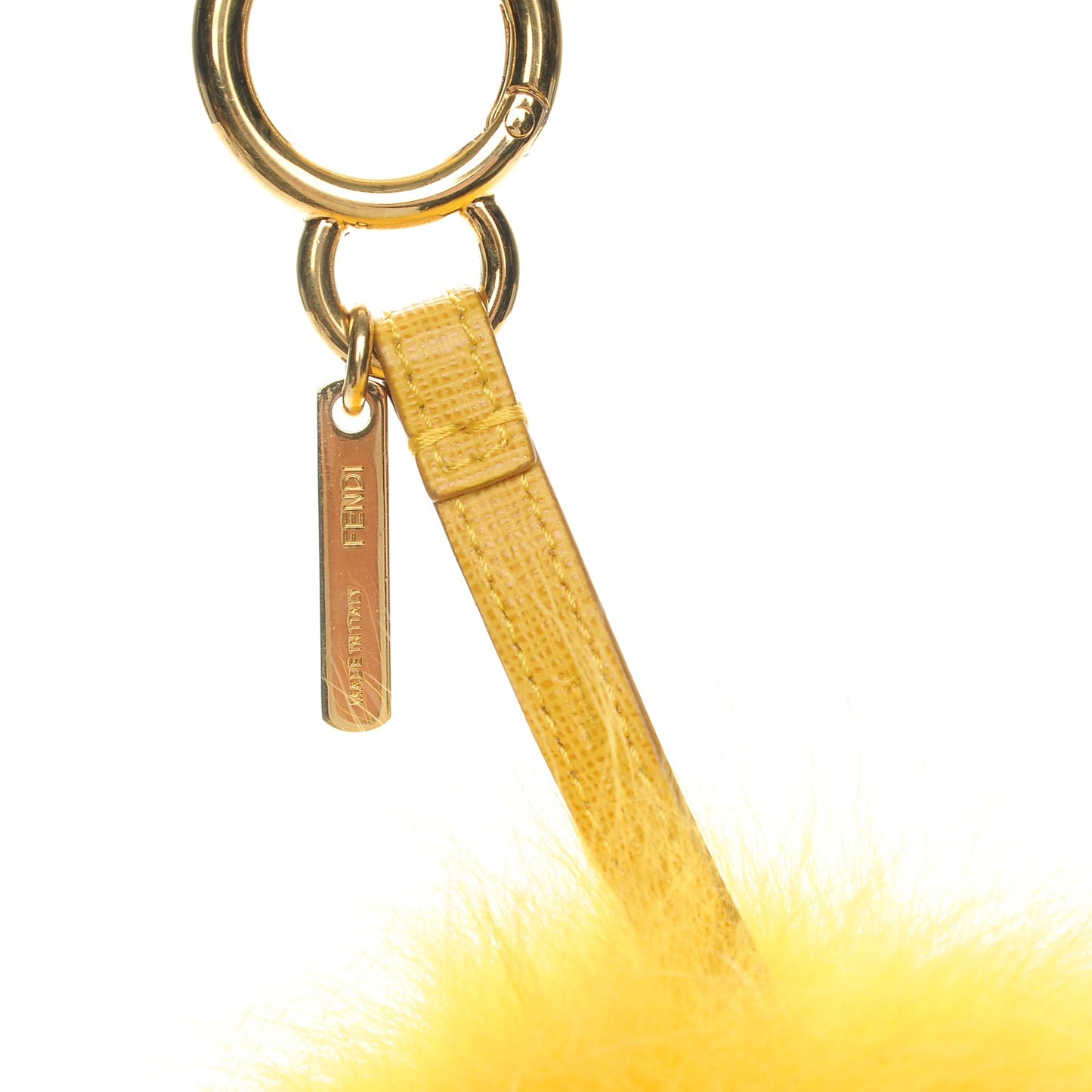 Fox Fur Pom Pom Bag Charm Yellow