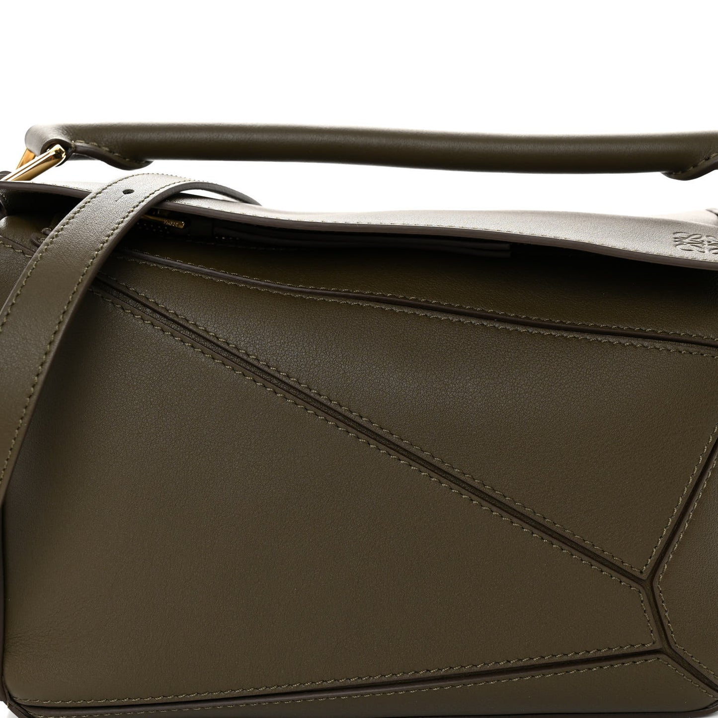 Calfskin Small Puzzle Bag Dark Khaki Green