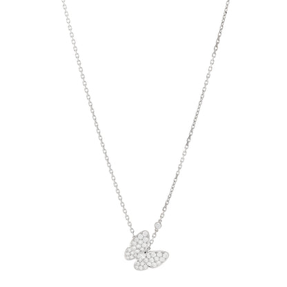 Van Cleef & Arpels 18K White Gold Diamond Two Butterfly Pendant Necklace 1 of 6