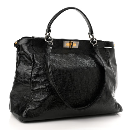 Fendi Patent Large Peekaboo Iconic Satchel Black 2 of 11