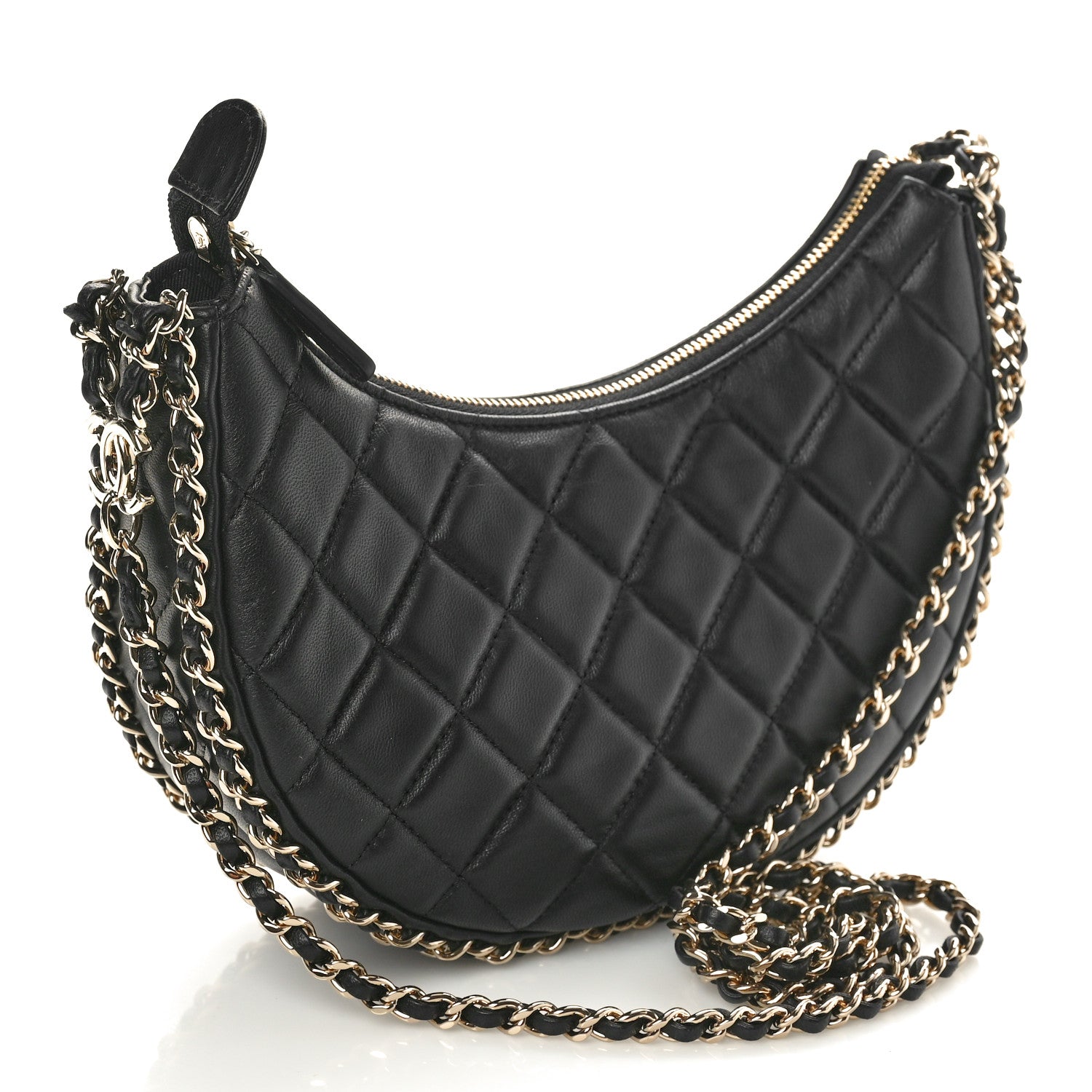 Chanel Lambskin Quilted Small Hobo Bag Black 3 of 10
