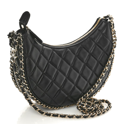 Chanel Lambskin Quilted Small Hobo Bag Black 3 of 10