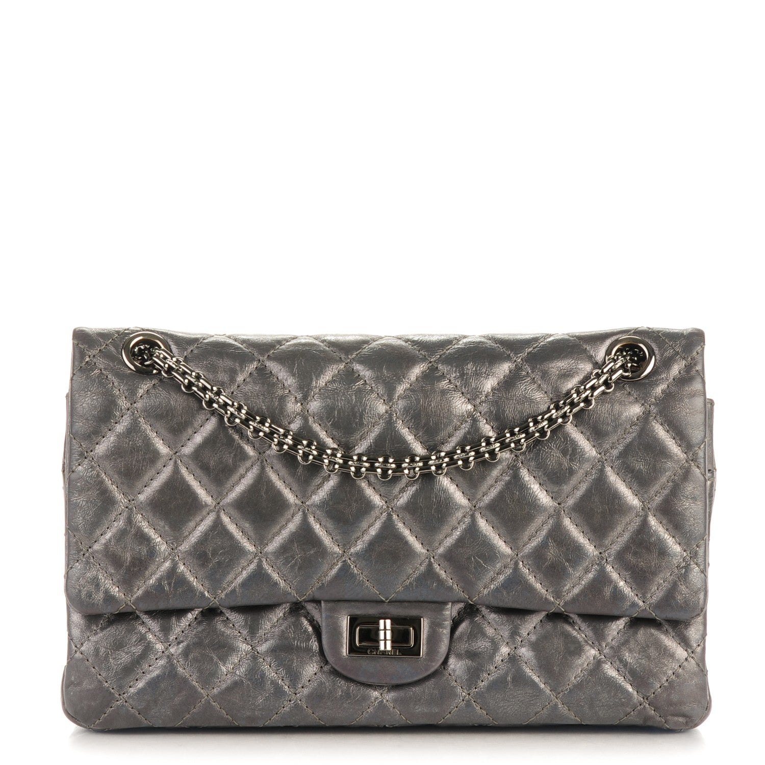 Chanel Metallic Aged Calfskin Quilted 2.55 Reissue 226 Flap Dark Silver 1 of 7
