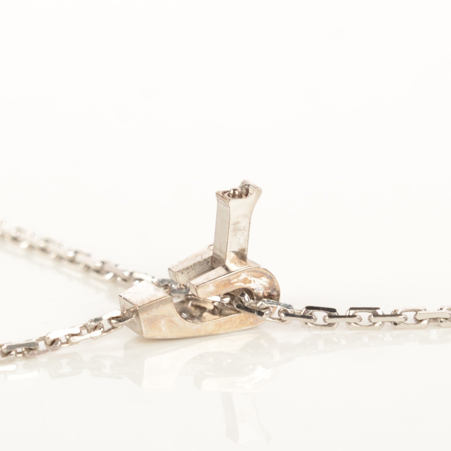 Cartier 18K White Gold Diamond Lariat Slide Pendant Necklace 5 of 5