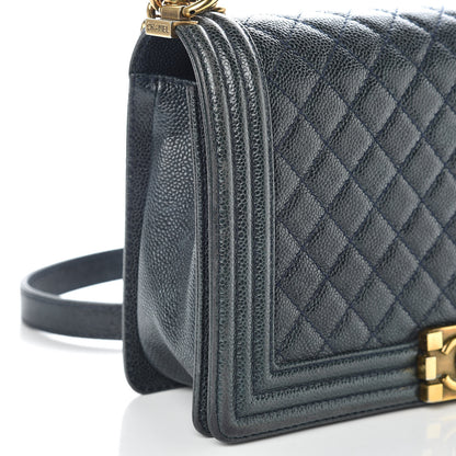 Chanel Caviar Quilted New Medium Boy Flap Blue 14 of 19