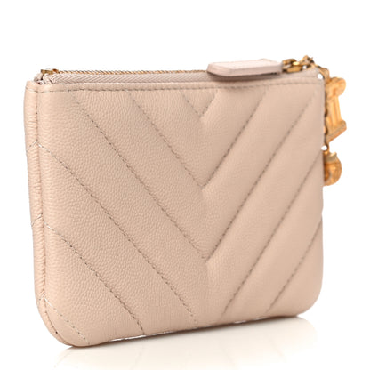 Chanel Caviar Chevron Quilted Small Ancient Greek Charms Cosmetic Case Beige 3 of 11