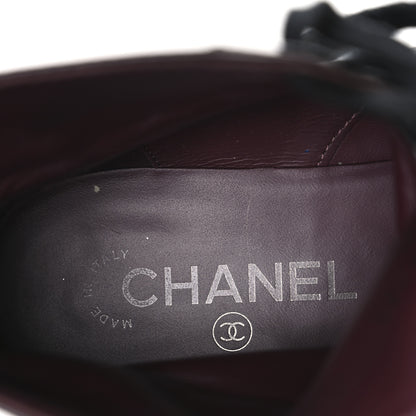 Chanel Crackled Calfskin Velvet Pearl Combat Short Boots 39 Black 9 of 11